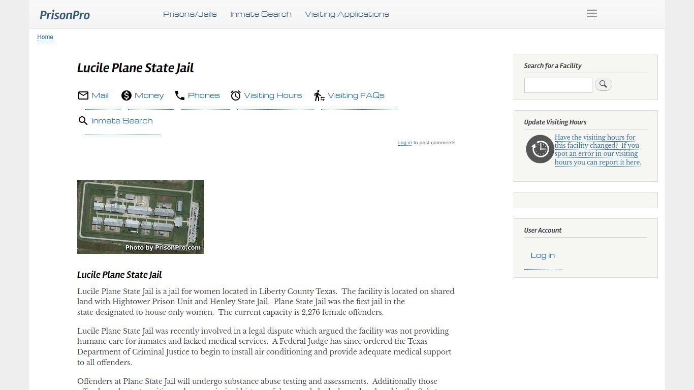 Lucile Plane State Jail Visiting hours, inmate phones, mail - PrisonPro